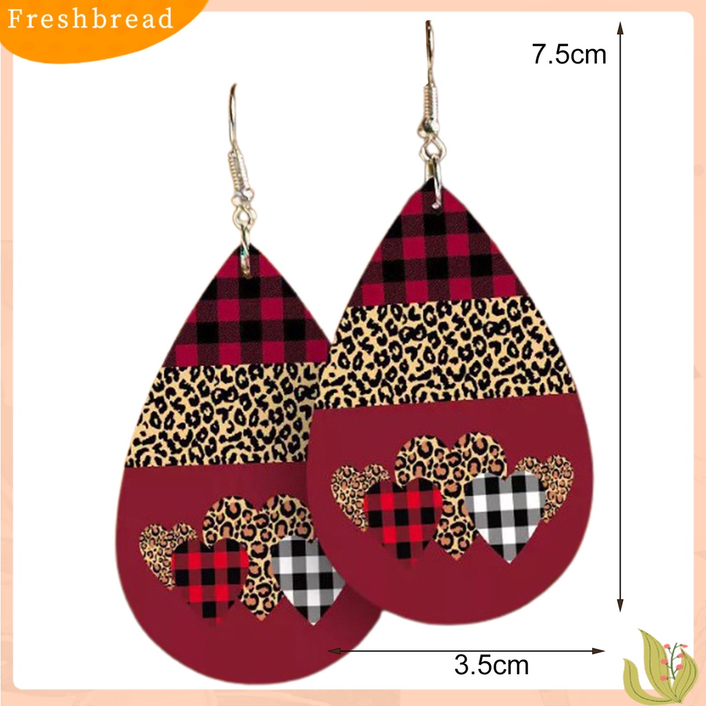 &lt; Freshbread &gt; 1pasang Anting Lady Bahan Kulit Imitasi All Match Bentuk Tetesan Air Anting Stainless Menjuntai Untuk Pacaran