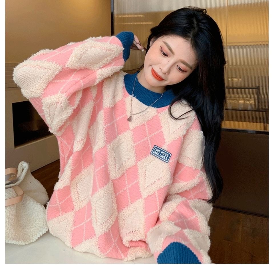 IMPORT CHRISTMAS EDITION MERRY THICK WINTER ARGYLLE SWEATER 3D KNIT WOOL SWITER BAJU HANGAT WANITA MUSIM DINGIN TEMA NATAL KOREAN STYLE