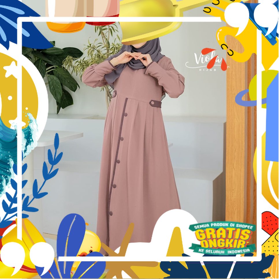 GAMIS WANITA TERBRU MODERN SIMPLE ELLEGANT LIVI ITY CREPE MIX KANCING ORI SHAN GLOW/ kopel ibu copel