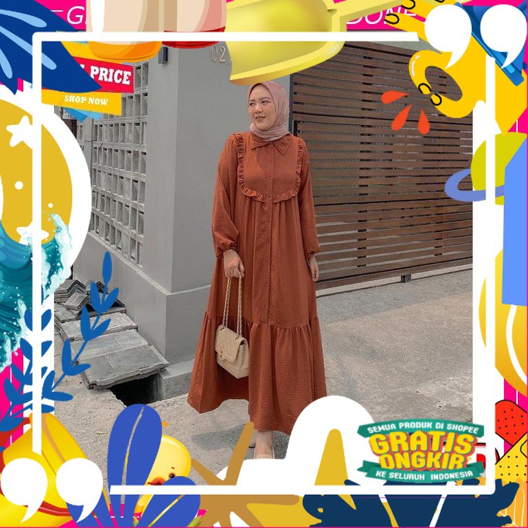 Baju Dress Wanita Muslim Kekinian Untuk Kondangan Terbaru 2022 Bahan Adem Fashion Muslim Ibu Ibu Gam