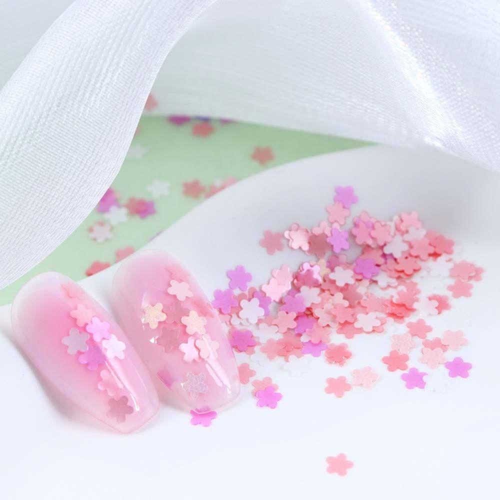 Mxbeauty Bunga Kuku Payet Hiasan Bulu Mata Warna Campur Pesona Kuku Manikur Aksesoris Pentapetal Bunga Kuku Glitter Serpihan