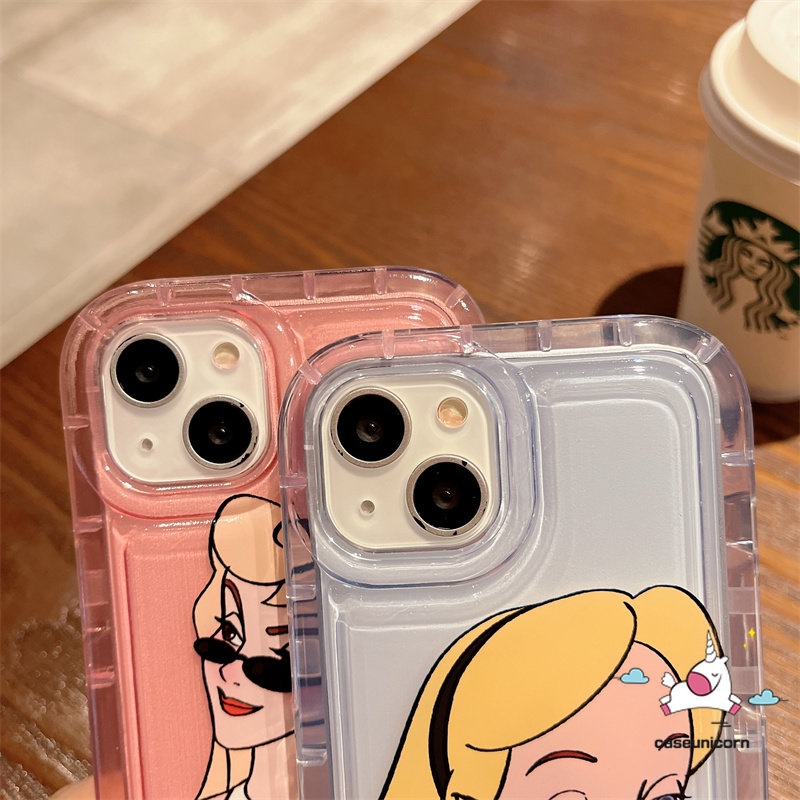 Shockproof Airbag Phone Case Kompatibel Untuk IPhone 7Plus 11 14 13 12 Pro MAX XR 6 6S Plus X XS MAX Kartun Lucu Funny Disney Princess Tpu Soft Cover