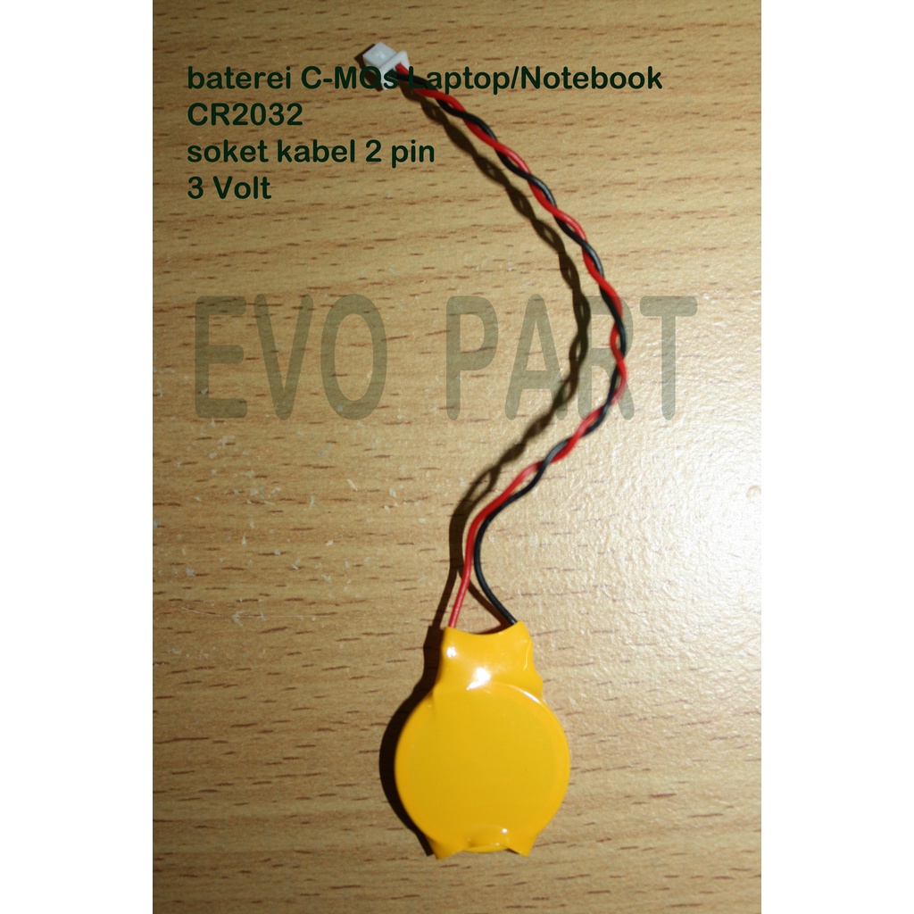 Baterai CMOS Laptop CR 2032 Socket Kabel 3 Volt 2 Pin Universal-EVO