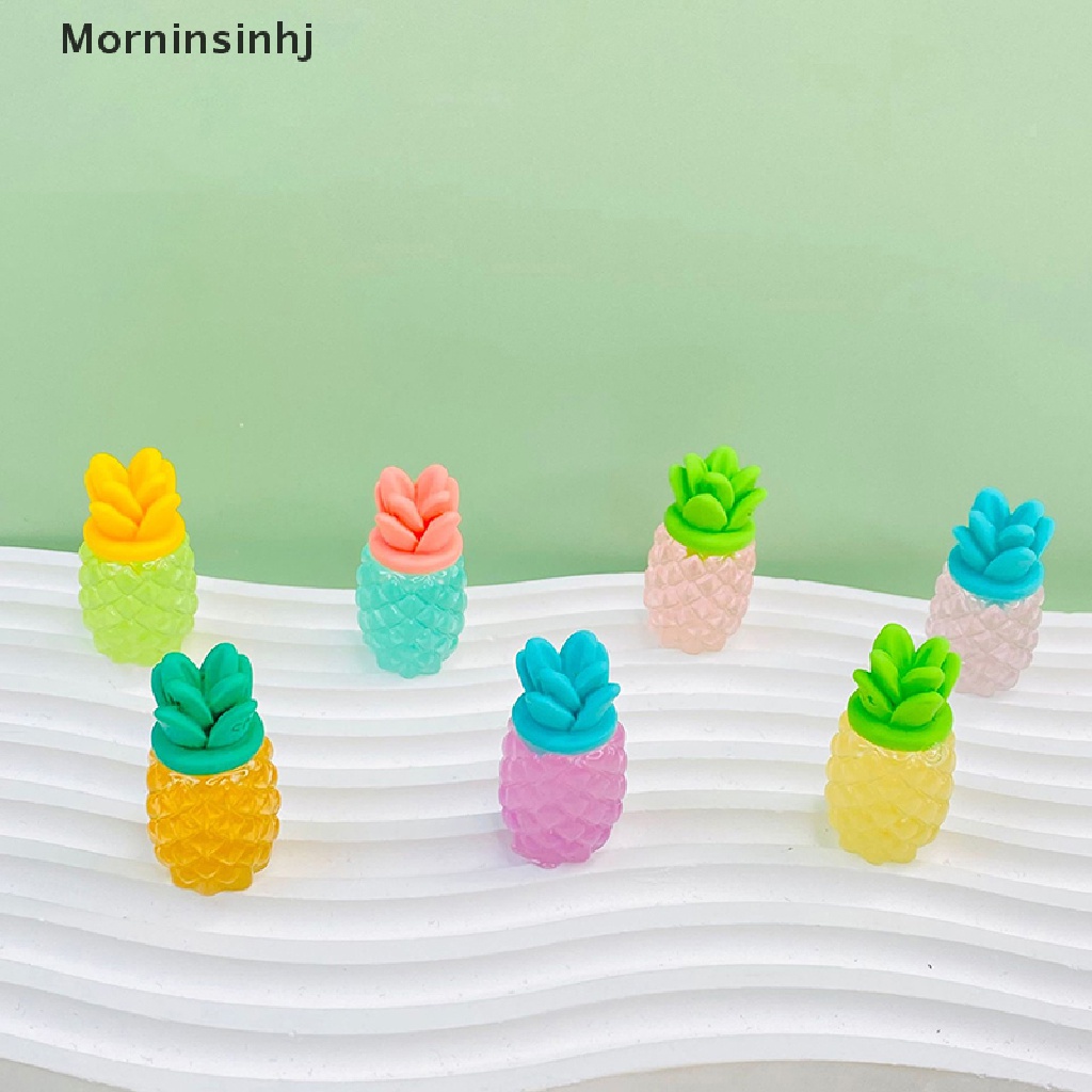 Mornin 5pcs Hiasan Aksesoris Resin Nanas Berwarna Neon DIY Untuk Perhiasan Bahan Crafg Ch id