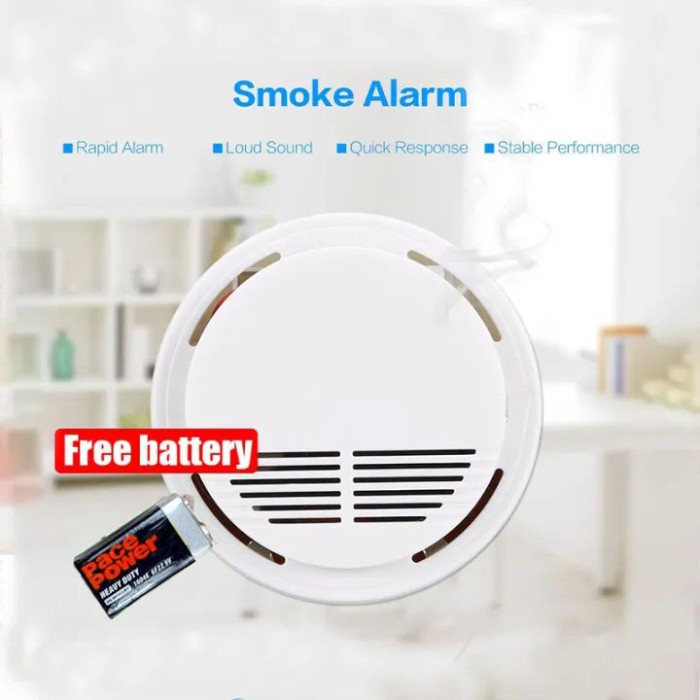 Smoke Detector Alat Alarm Pendeteksi Asap Sensor Kebakaran Home Security