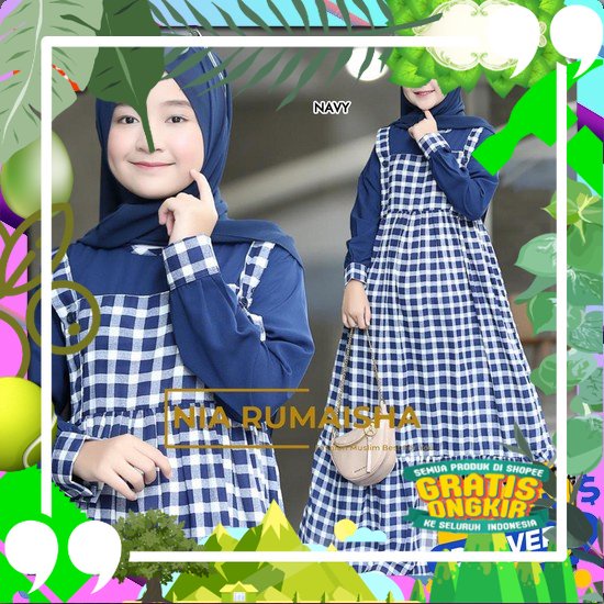 Fashion Muslim Gamis Anak Tk Paut Sd Smp Gami Long Tunik Import Gaun Anak2 Terlaris Lebaran Tanggung