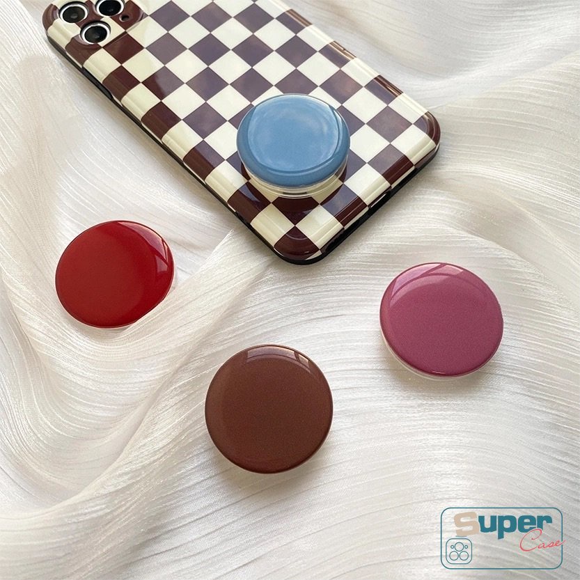 Epoxy Airbag Handphone Grips Bracket Macaron Solid Pure Candy Color Universal Lipat Dudukan Ponsel Jari Holder