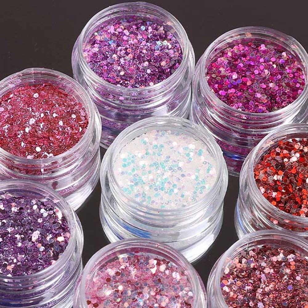 AUGUSTINA Agustina Nail Sequin Gel Nail Charms Eyelash Dekorasi Hexagons Hologram Glitter Nail Art Patch Kuku Glitter Serpihan