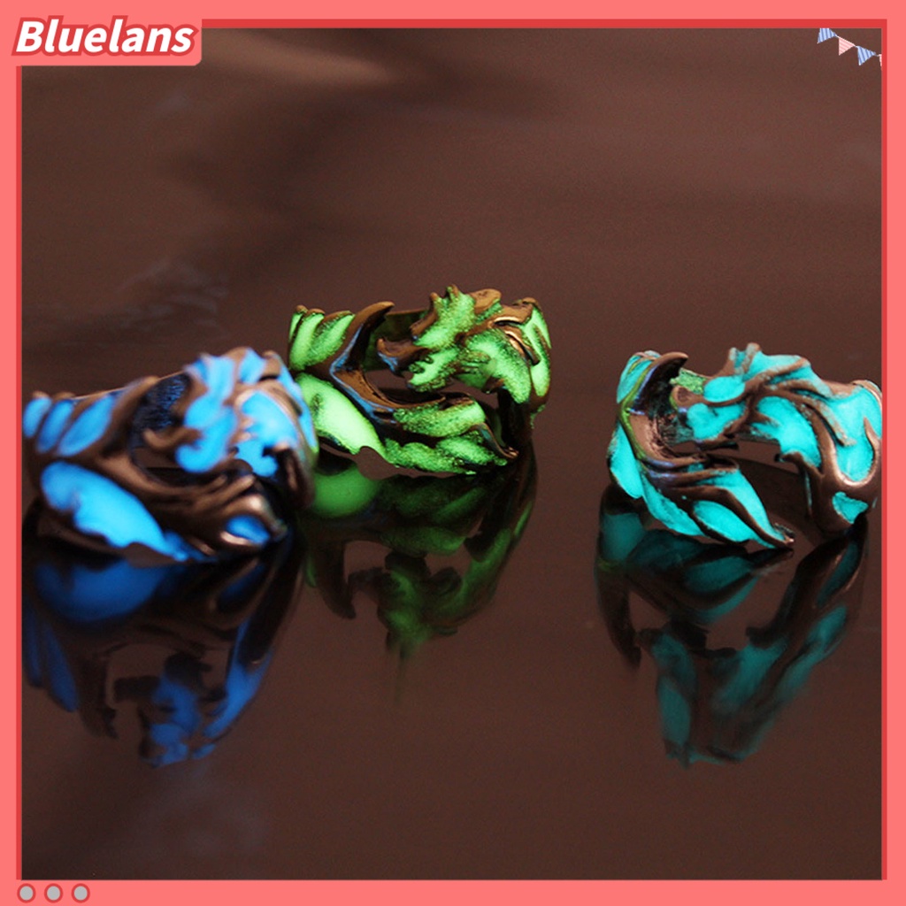 {in Stock} Cincin Pria Bercahaya Glow in The Dark Kepribadian Keren Cincin Naga Terbang Untuk Bar