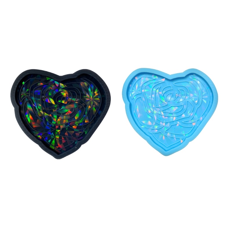 Siy Coaster Cetakan Untuk Pengecoran Resin Silikon Resin Coaster Mold Heart Rose Epoxy Resin Mold for Resin DIY Artwork