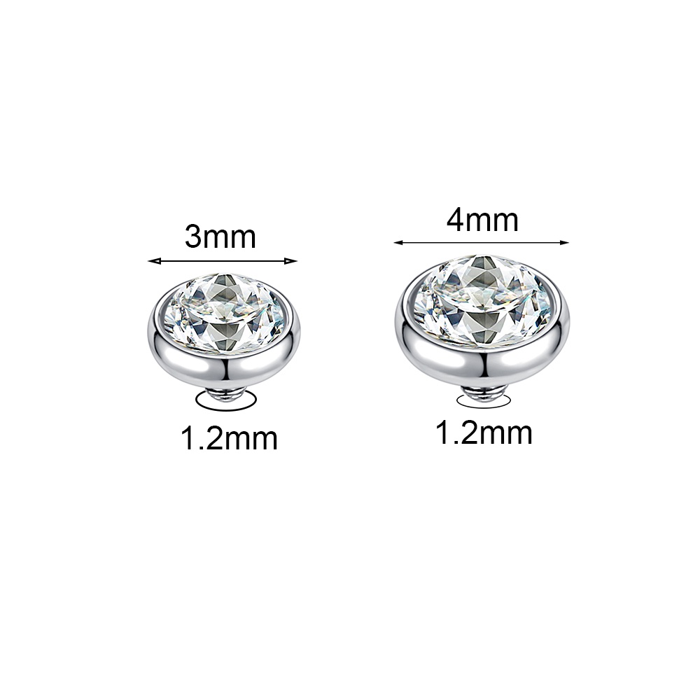 1pc3/4mm Warna Kristal Micro Dermal Piercing 316L Stainless Steel Dermal Anchor Permukaan Tindik Dasar Penyelam Kulit