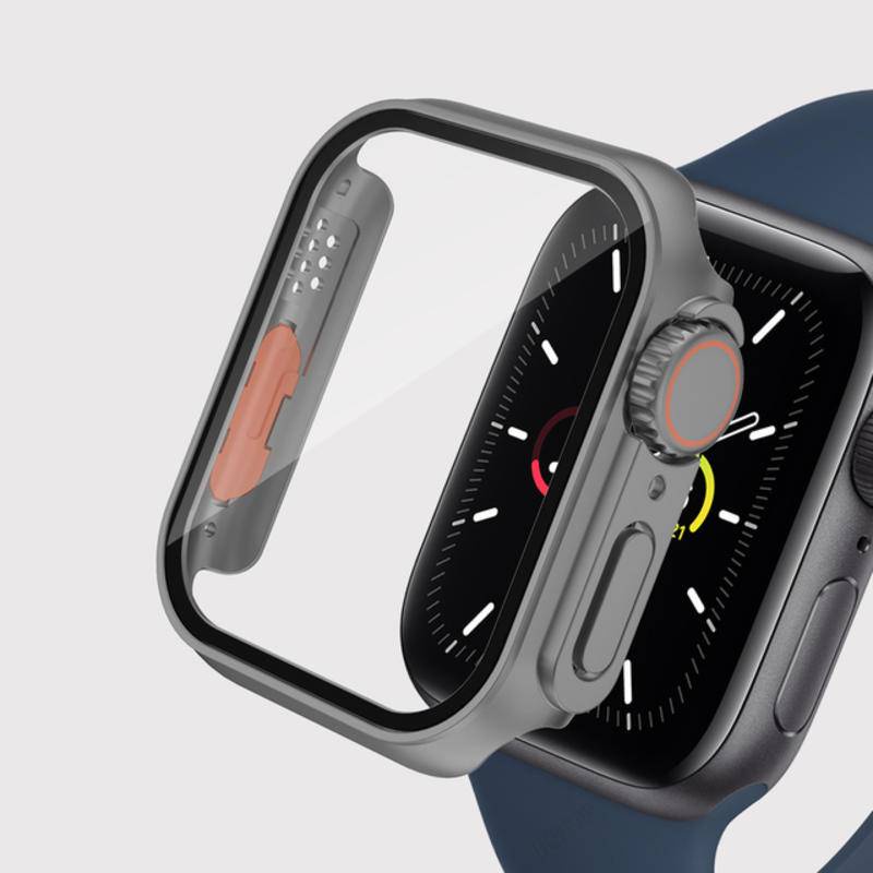 Untuk Apple Watch CaSE 45mm 41mm Series8 7sarung Pelindung Layar Untuk iWatch Series6 5 4 se 44mm 40mm PC Watch Cases+Kaca Tempered Ganti Ke Ultra Style Aksesoris