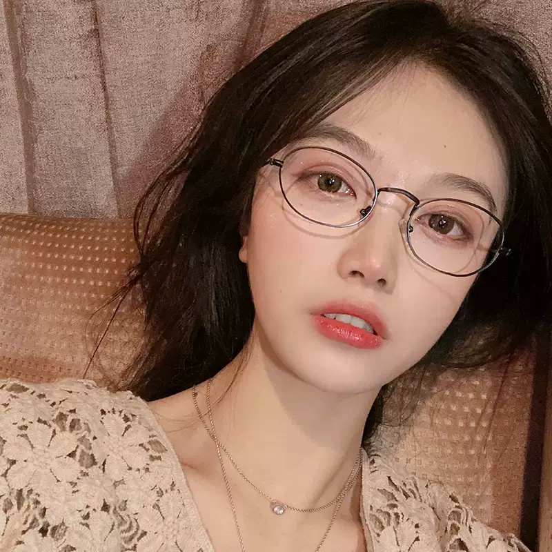 Papaozhu Kacamata Bingkai Logam Oval Emas Korea Untuk Wanita Perempuan Elegan Blue Light Blocking Eyeglasses Trendy Outdoor Fashion Eyewear Ornaments