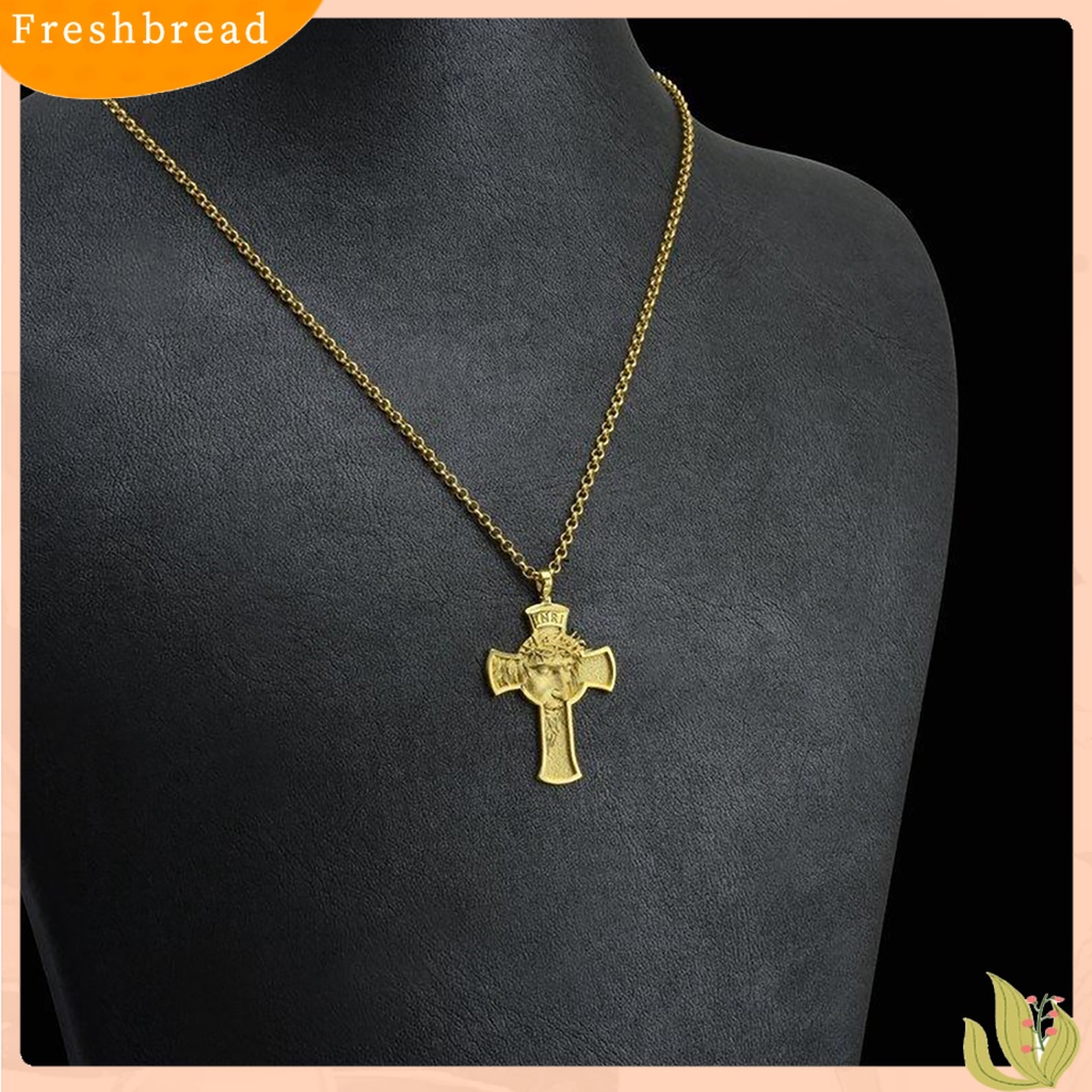 {In Stock} Kalung Liontin Salib Fashion Yesus Ukiran Alloy Gaya Liontin Salib Untuk Pria