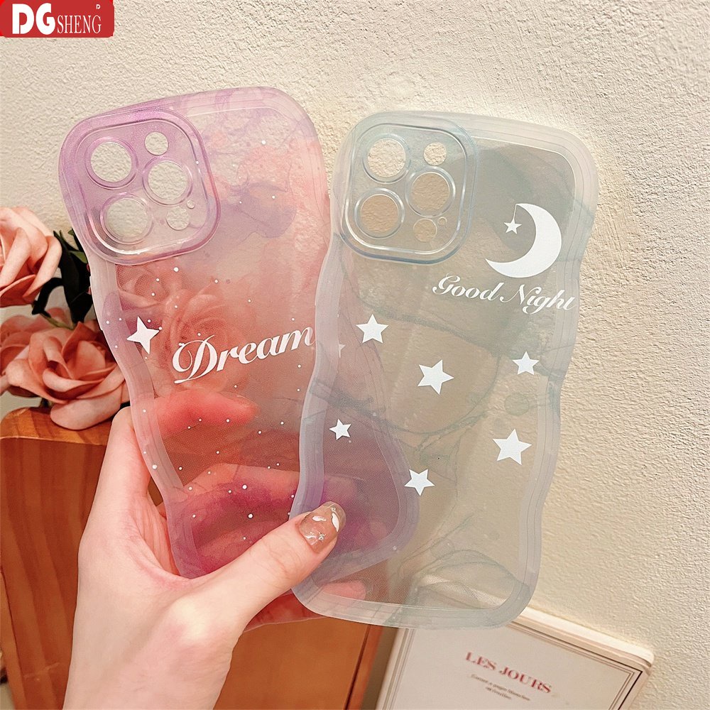 Bening Couples Case Samsung A04s A04 A04e A03s A02s A14 A13 A03 A23 A22 A12 A32 A31 A21s A10S A20 A52 A30s A51 A71 A53 M22 M32 Tepi Bergelombang Fantasi Langit Berbintang Bulan Bintang Soft TPU Cover