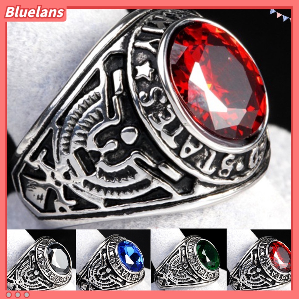 {In Stock} Cincin Punk Bentuk Oval Hias Berlian Imitasi Punk Klasik Ring Untuk Pesta