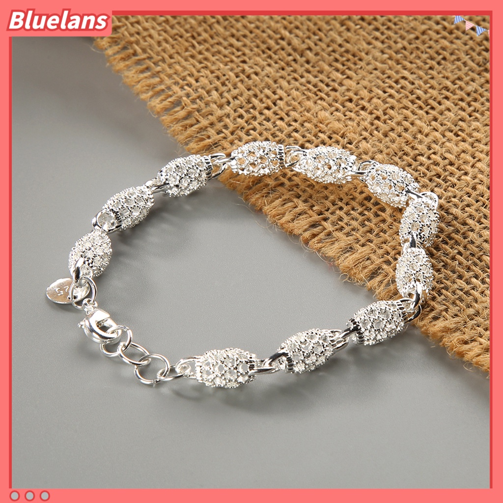 {In Stock} Gelang Elegan Anti Karat Wanita Rantai Bangle Bola Hollow Lapis Silver Untuk Travel