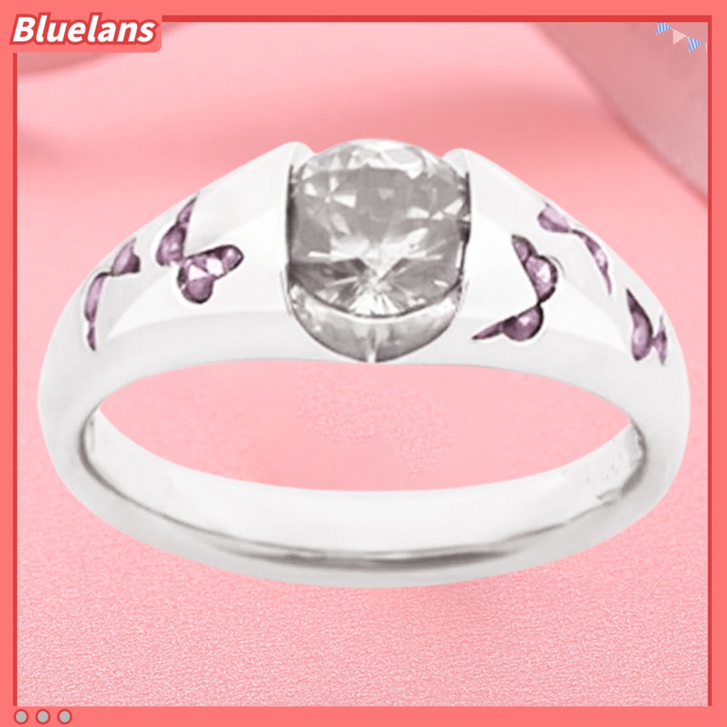 {In Stock} Cincin Motif Kupu-Kupu Aksesoris Perhiasan Alloy Cubic Zirconia Finger Band Untuk Wanita