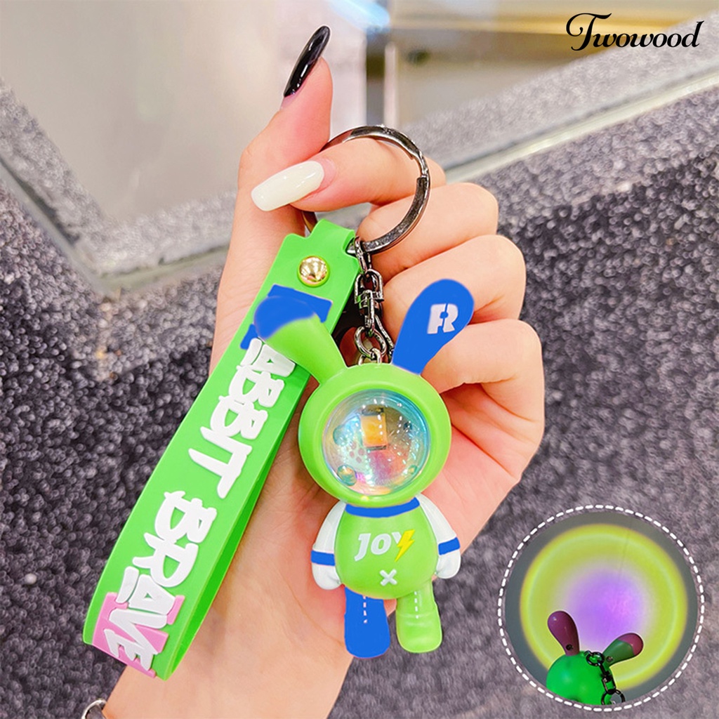 Twowood Gantungan Kunci Desain Kartun Hewan Banyak Digunakan Sunset Lampu Pengerjaan Halus Tas Dekorasi Mudah Dibawa PVC Dream Rabbit Key Holder Car Decor