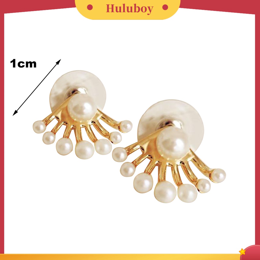 {Ready Stock} 1pasang Anting Perhiasan Dua Sisi Mutiara Imitasi Wanita Anting Stud Depan Belakang Untuk Festival