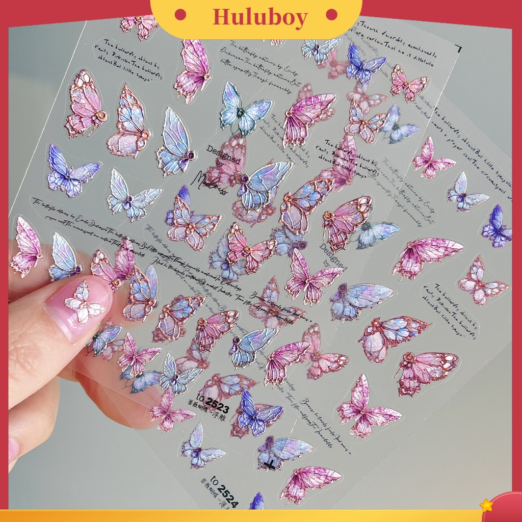 {In Stock} 1lembar Stiker Kuku DIY 5D Butterfly Nails Art Manicure Stickers Untuk Salon Kuku