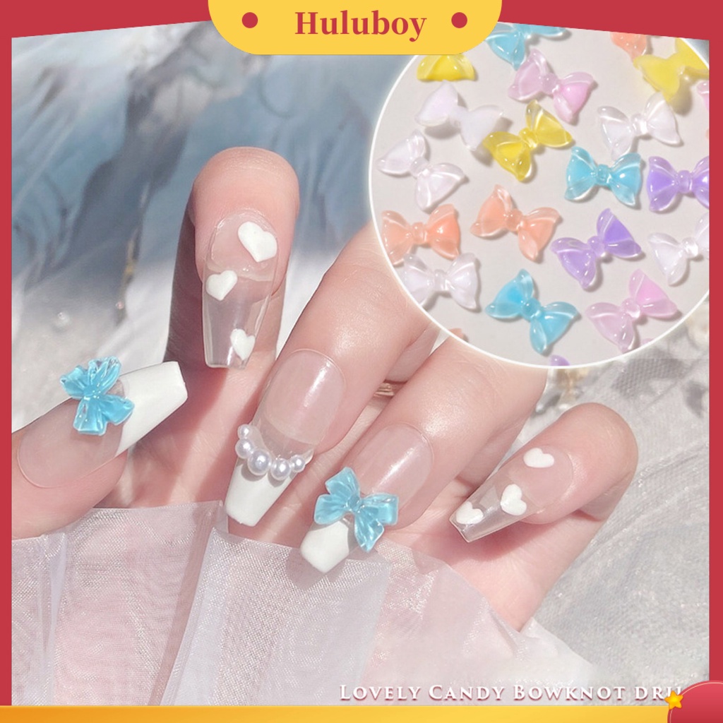 {In Stock} 50 Pcs Nail Art Perhiasan Indah Busur Pesona Aksesoris Berwarna Resin Nail Art Dekorasi Perlengkapan Kuku