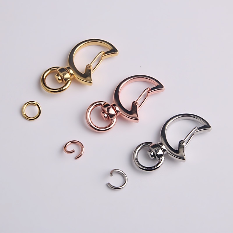 Gantungan Kunci Stainless Steel Pria Snap Keychain Hook Lucu Logam Disc Brakel Key Clasp Rotatable Key Chain Rings DIY Chain Supplies Moon Pendant Key Ring