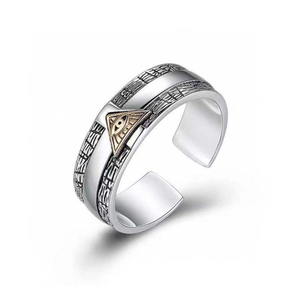 Mxbeauty Cincin Mata Dewa Trendi Silvery Punk Segitiga Arcane Jari Aksesoris Mesir Piramid Ring