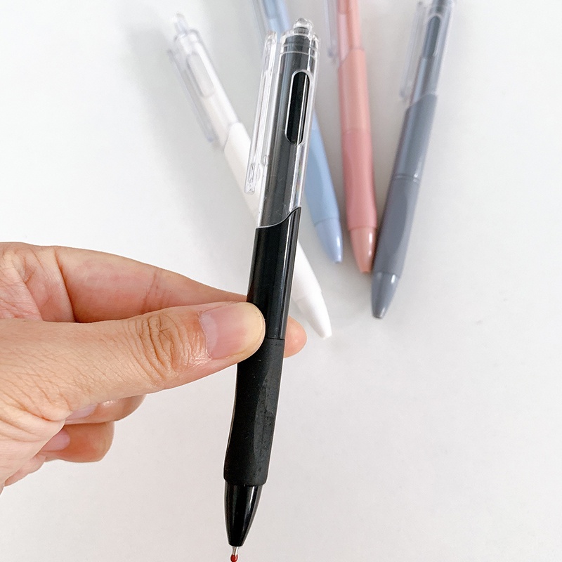 5pcs Kotak 0.5mm ST Nib Morandi Color Gel Pen Mahasiswa Portable Tinta Hitam Pena Ditarik