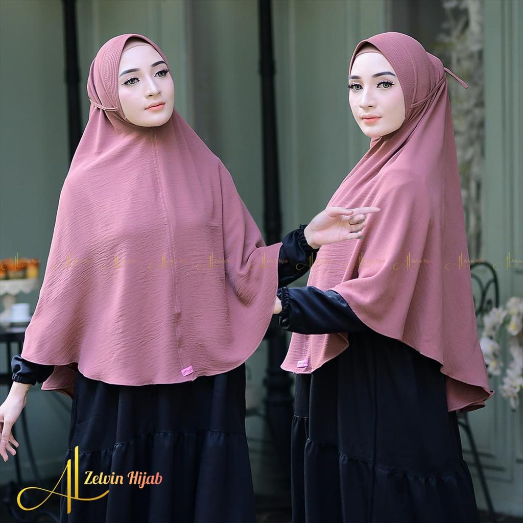 Hijab Bergo Pet Tali Crinkle Jumbo - Bergo Polos Crinkle Airflow Bahan Adem