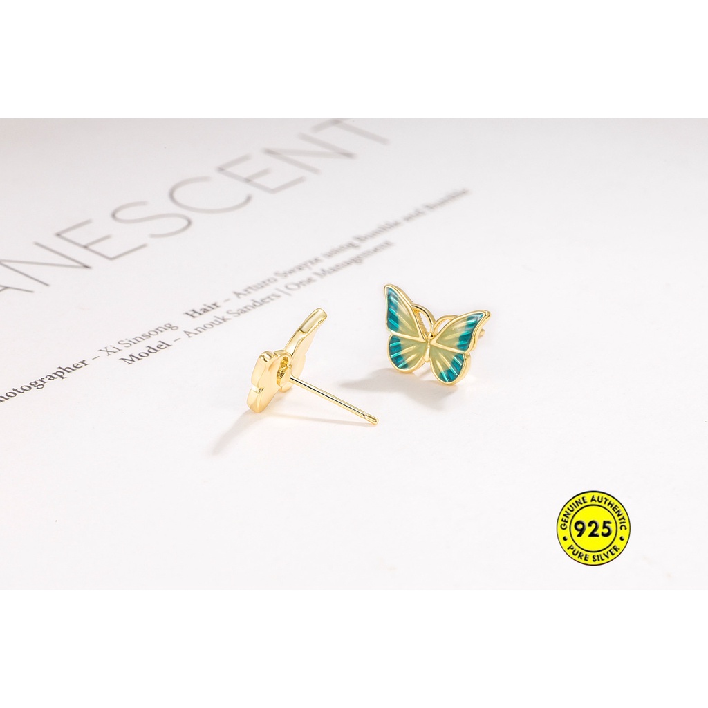 Giwang Kupu-Kupu Warna Enamel Gaya Lukisan Minyak Anting Halus Wanita U1202