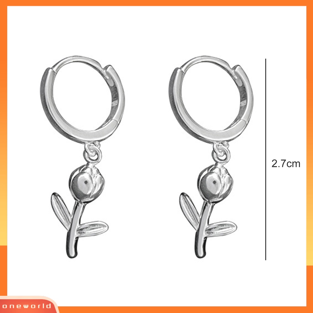 [OWR] 1pc Drop Earring Geometri Liontin High Gloss Electroplating Menawan Mewah Dekorasi Hypoallergenic Tulip Huggie Hoop Earring Perhiasan Aksesori