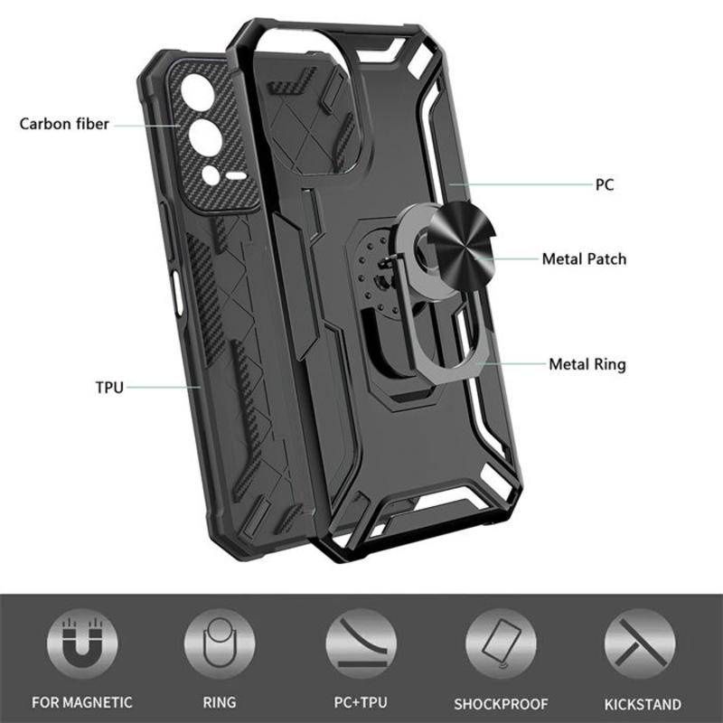 Gaya Militer Drop Impact Untuk OPPO A17K A36 A76 A53 A54 A74 A93 A55 A57 A7 F9 Pro A92 Case 360cincin Berputar Metal Kickstand Holder Armor Heavy Duty Shockproof Case