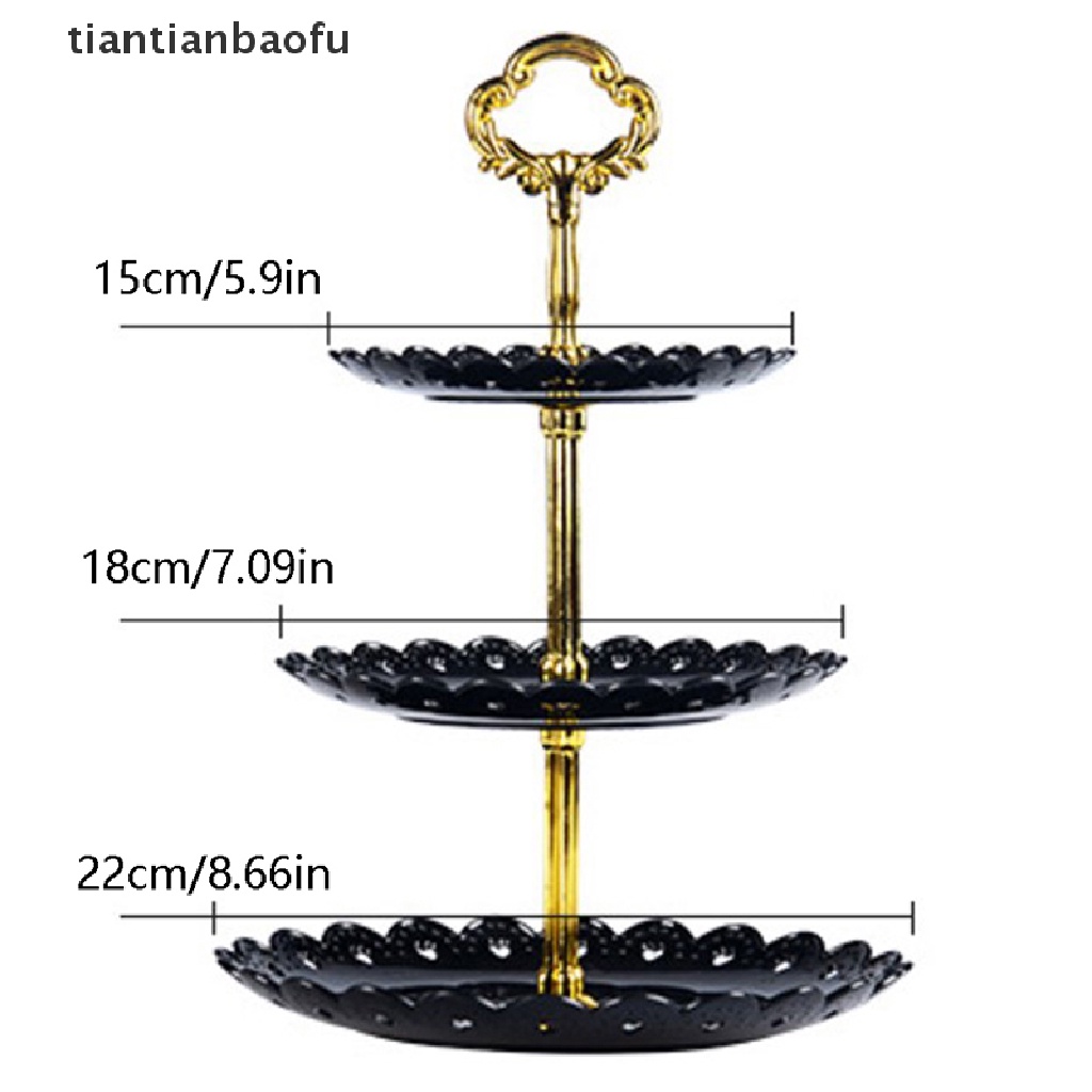 [tiantianbaofu] 3tingkat Nampan Kue Pesta Liburan Cake Stand Piring Buah Dessert Candy Table Tray Butik