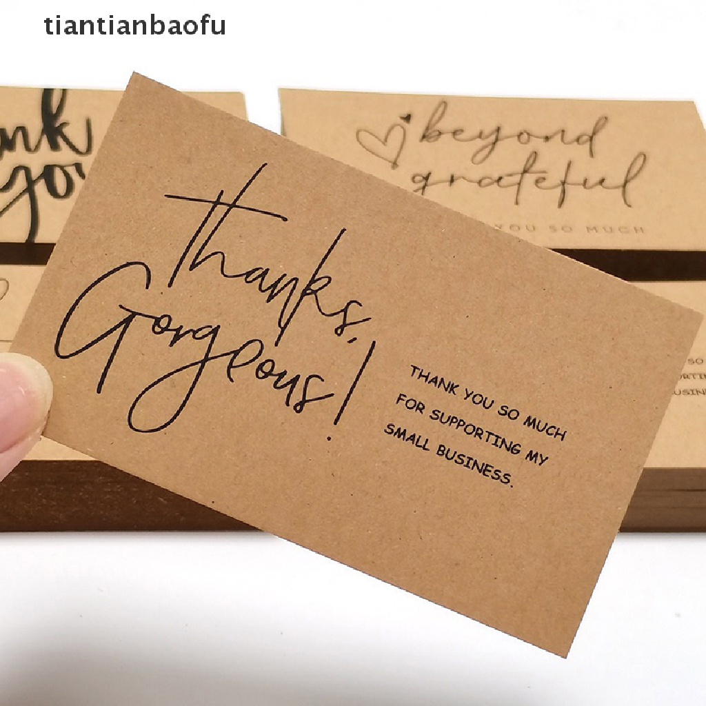 [tiantianbaofu] 30pcs Natural Kraft Paper Card Thank You For Your Order Card Untuk Dekorasi Butik