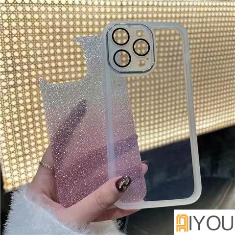 IPHONE Bling Glitter Warna Gradasi Casing Ponsel Untuk Iphone14Plus11 12 13 14 Pro Max Lensa Mewah Warna Permen Shockproof Soft TPU Cover