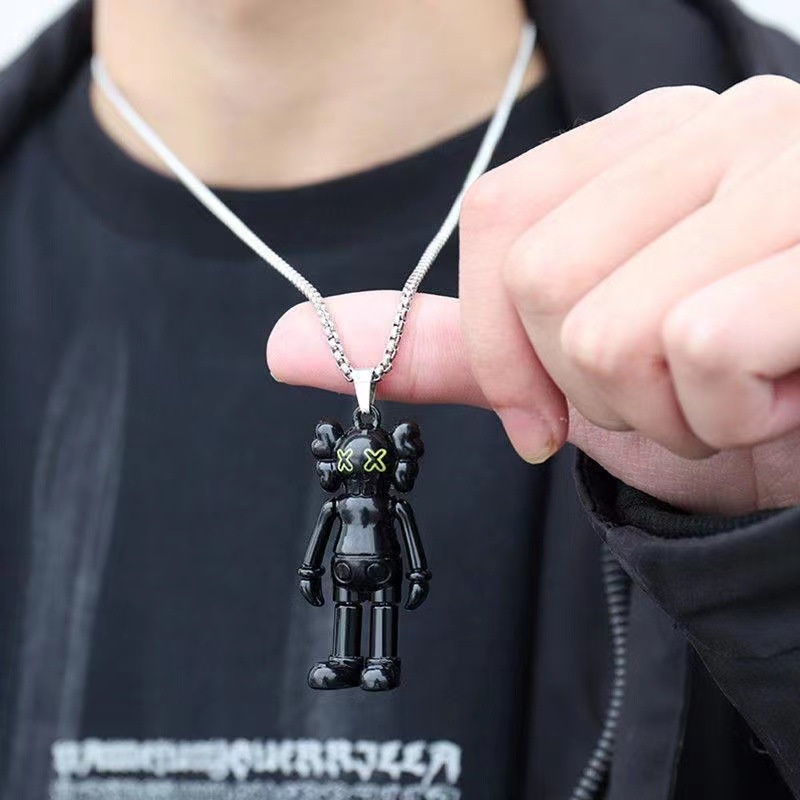 Kalung Pendamping KAWS Hitam Fashion Jepang Gaya Hip-hop Untuk Aksesoris Perhiasan Wanita Pria