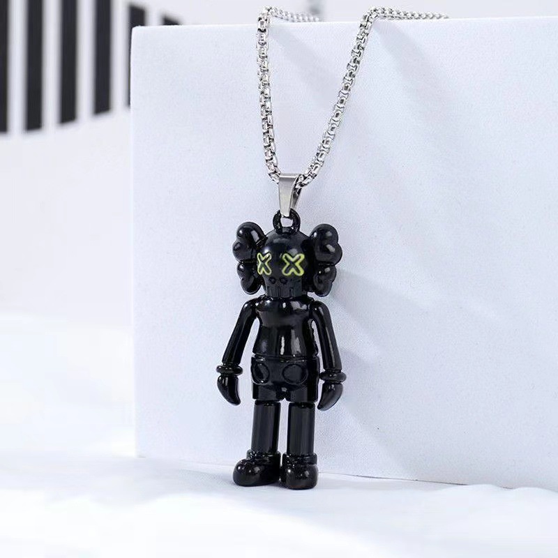 Kalung Pendamping KAWS Hitam Fashion Jepang Gaya Hip-hop Untuk Aksesoris Perhiasan Wanita Pria