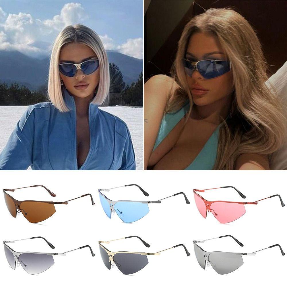 Lily Sky Blue Sunglasses Visor Eyewear Outdoor Half Frame Metal Kacamata Matahari