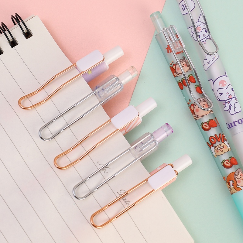 0.38 mm Tinta Hitam Anak-Anak Lucu Karakter Kartun Gel Pulpen Halus Kreatif Kait Logam Perlengkapan Kantor Sekolah Alat Tulis Siswa Tekan Tanda Tangan Pena