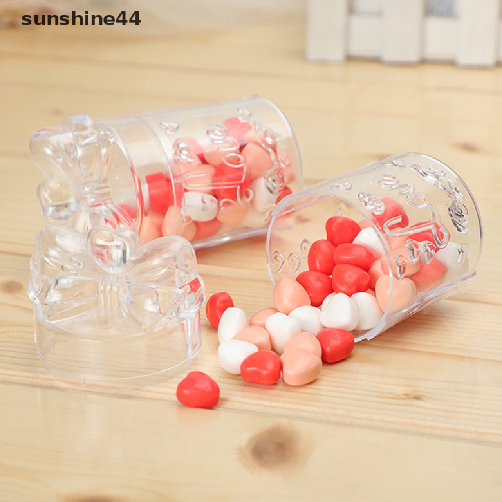 Sunshine Kotak Permen Transparan Plastik Dengan Tutup Candy Gift Packaging Jewelry Candy Storage Box Hadiah Sovenir Pernikahan Party Box Container Dekorasi Rumah ID