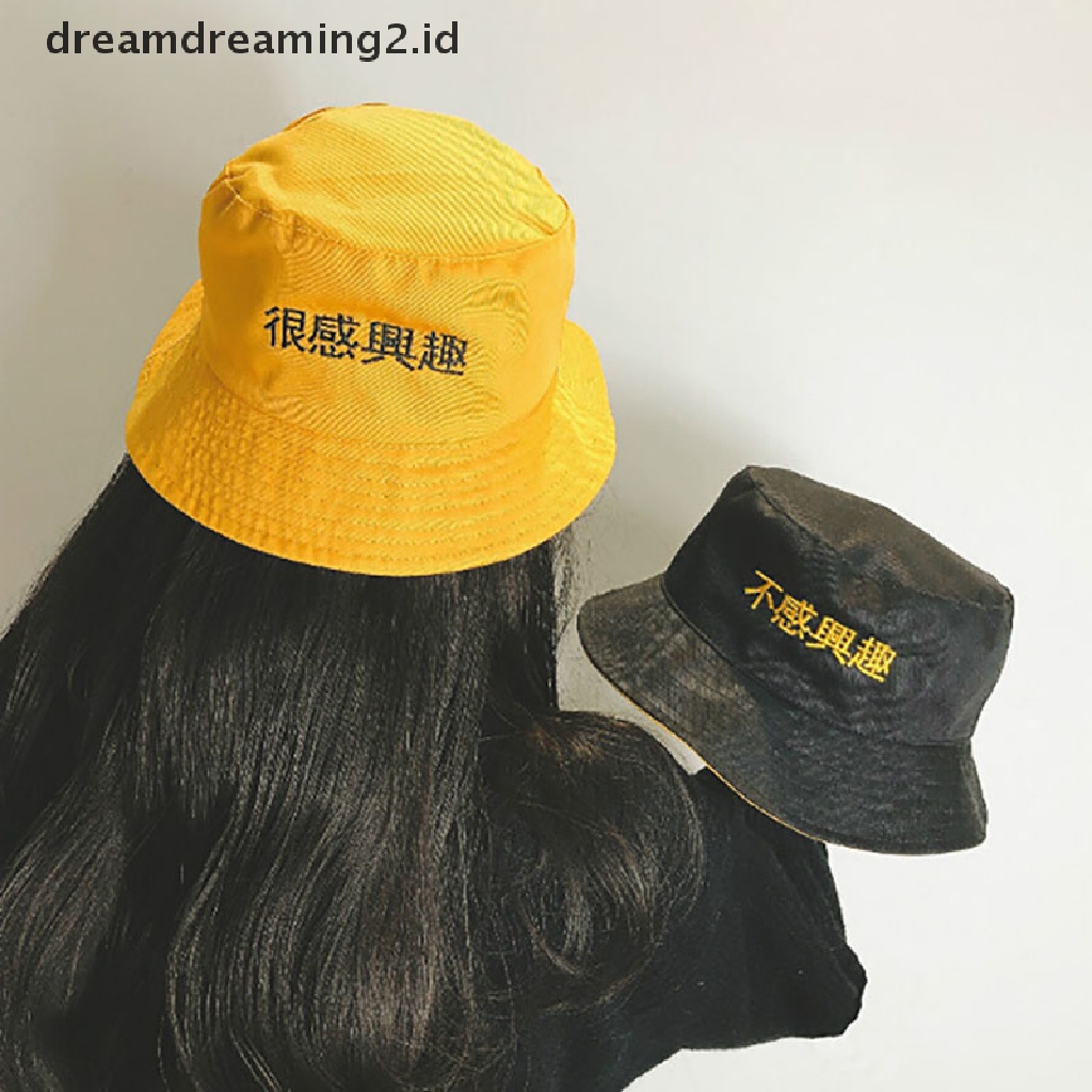 (hot) Topi Bucket Dua Sisi Unisex Wanita Pria Fashion Bob Caps Hip Hop Musim Panas Caps//