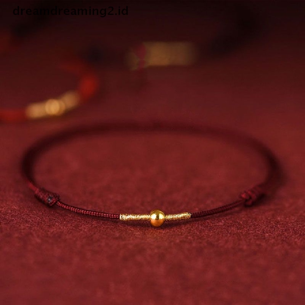 (hot) Fashion Handmade Gelang Tali Merah Beruntung Bangle Wanita Pria Pecinta Sahabat Beruntung Gelang Kaki Ukuran Menyesuaikan//