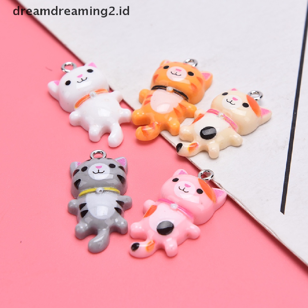 (hot) 10pcs Resin Kucing Hewan Lucu Ch Liontin DIY Membuat Perhiasan Anting Craft//