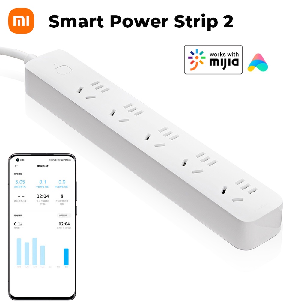 Xiaomi Power Strip 2outlet Jaring Bluetooth Pintar 5lubang Socket Plug Standar Pengisian Cepat Bekerja Untuk Remote Control Aplikasi Mihome