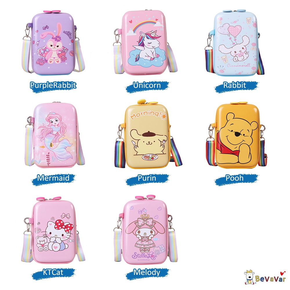 BEVAVAR Tas Selempang Karakter Tahan air/ Sling Bag Lucu / Tas Slingbag Hardcase Anak