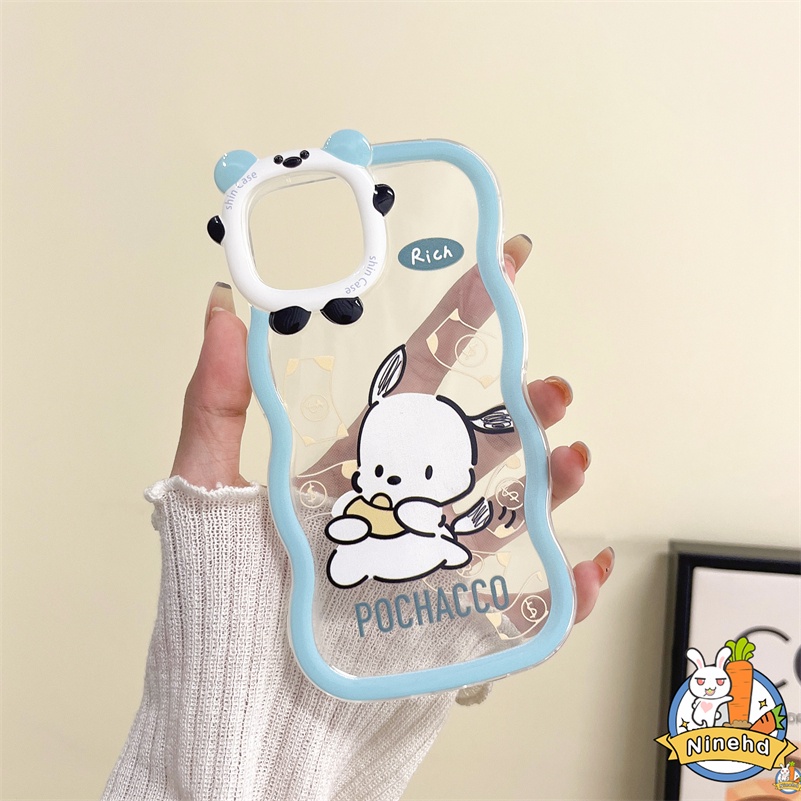 IPHONE Casing Kompatibel Untuk Iphone14 13 12 11 Pro Max X Xr Xs Max7 8 6 6s Plus SE Ins Cute Puppy Phone Case Wavy Little Monster Frame Lensa Anti Gores Bening Soft Case Cover Pelindung