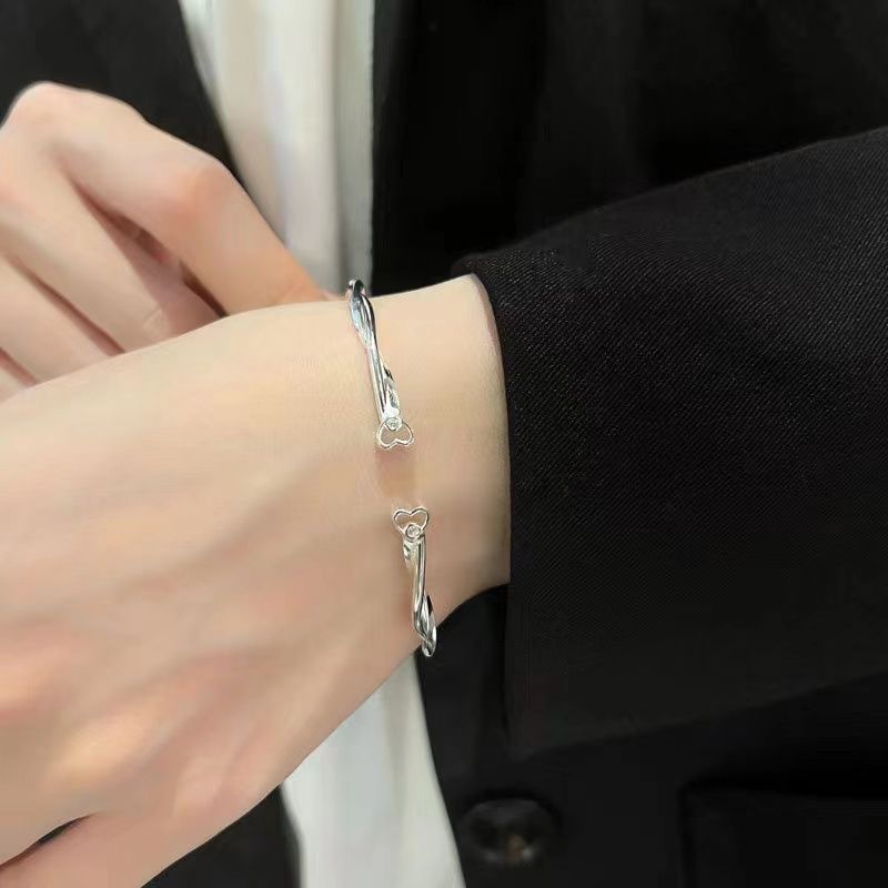 Yanyang Lumut Ubi Cincin Gelang Perempuan Sterling Silver Musim Panas ins Niche Desain High-End Perasaan Dua Lapis Cinta Hati Gelang Berlapis Perak