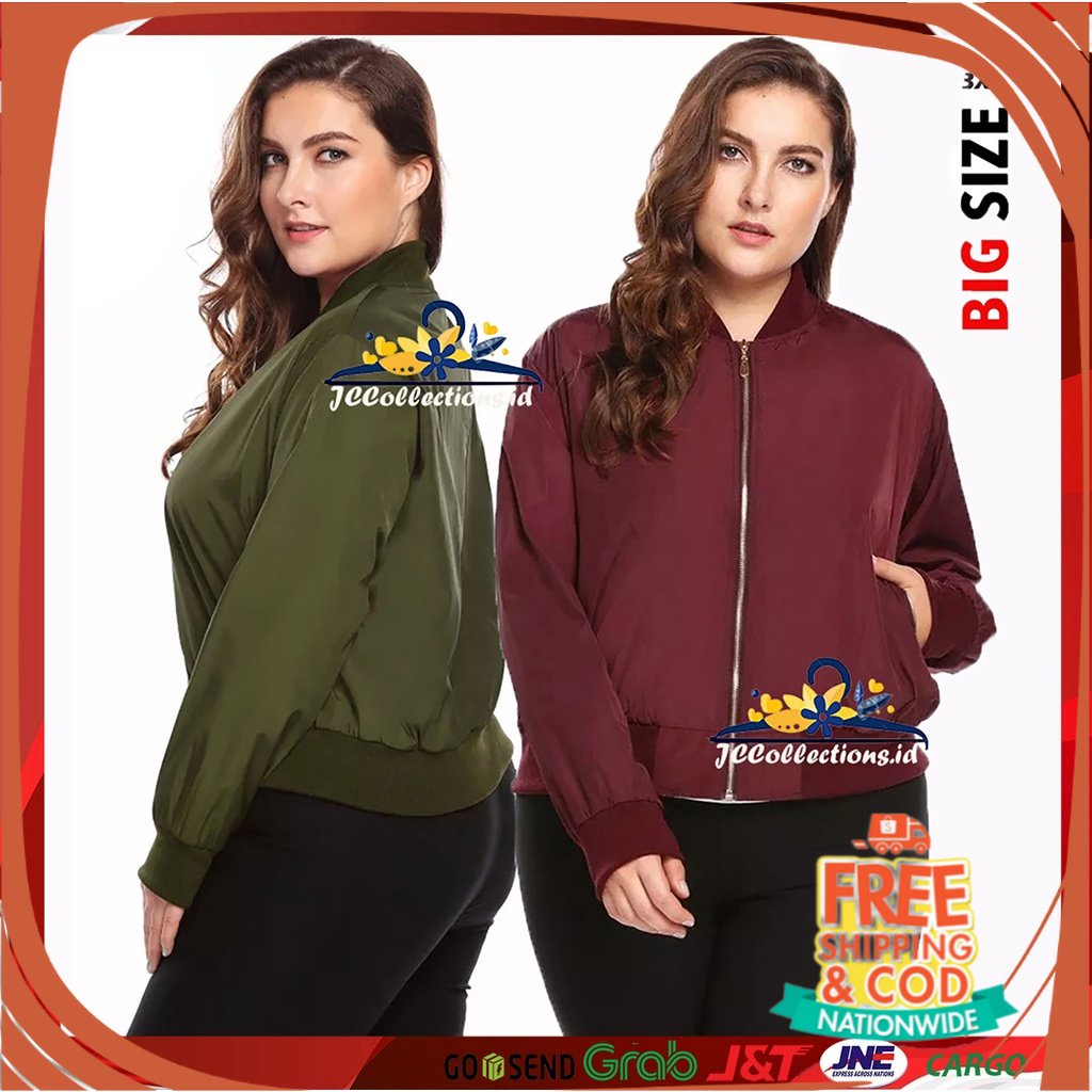 PROMO BIG SIZE JAKET BOMBER JUMBO/ Jaket Bomber Wanita Big Size 2XL fit to 3XL / Bomber Jumbo - JCCo