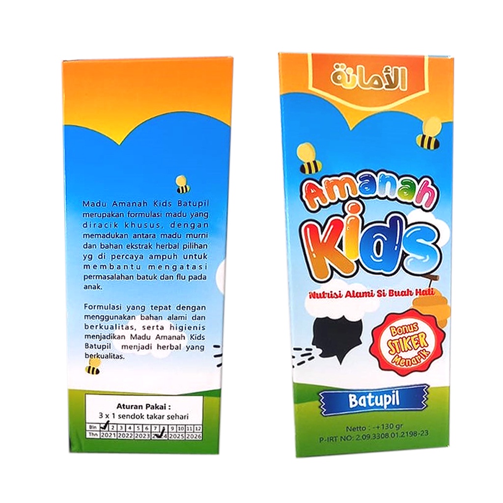 MADU BATUK PILEK ANAK / FLU BATUK ANAK /MADU AMANAH KIDS BATUPIL 130GR ORIGINAL ASLI